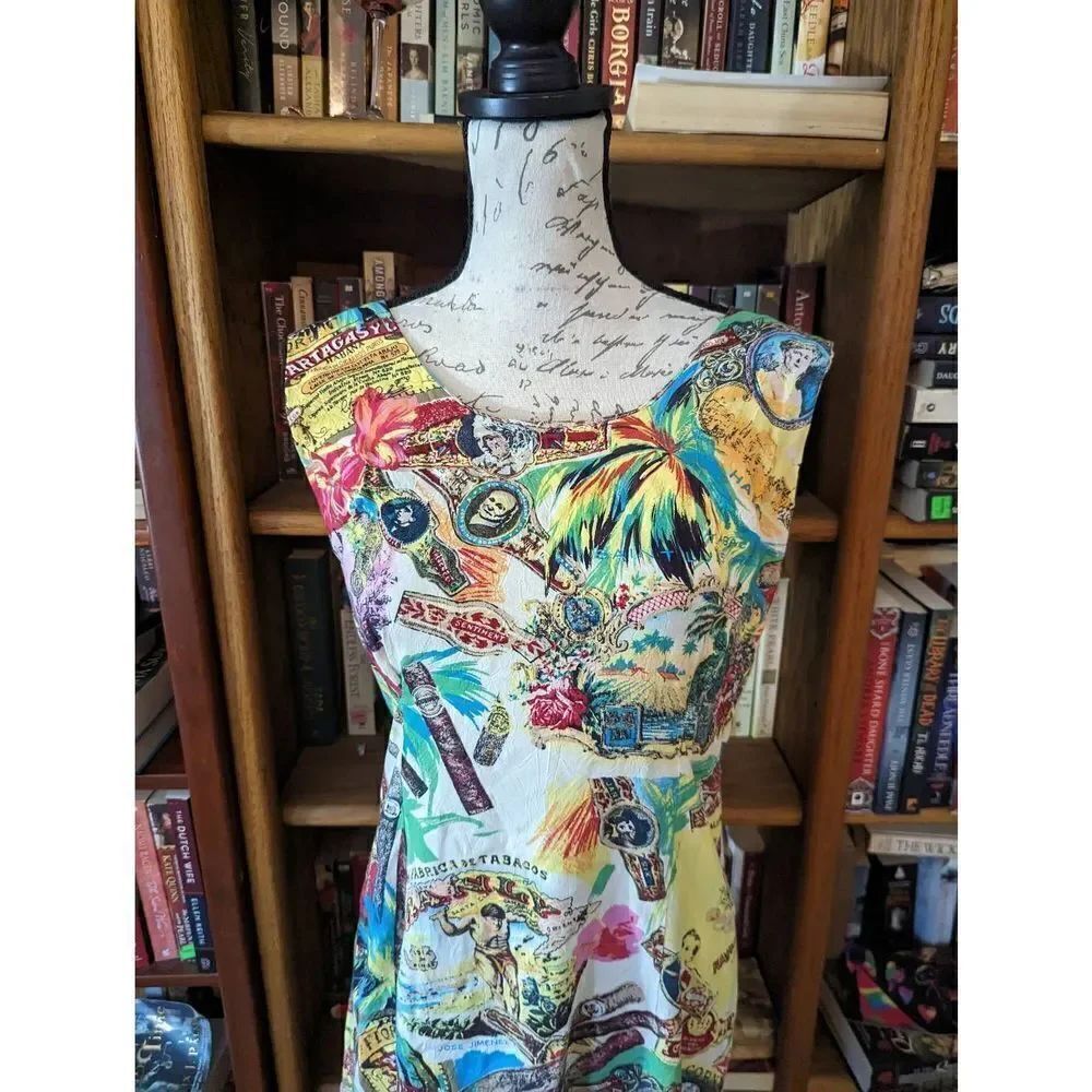 jams world aloha tiki dress sz 9 vintage euc tank style